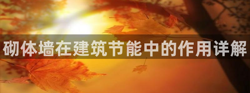 e尊平台：砌体墙在建筑节能中的作用详解