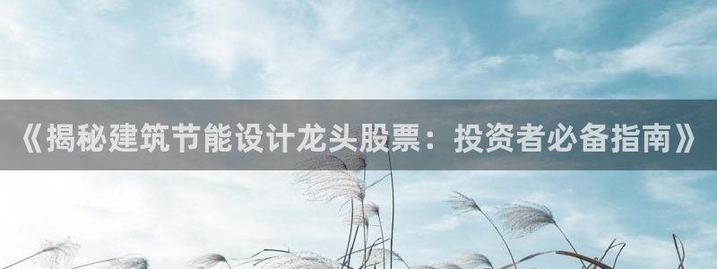 e尊国际客户端：《揭秘建筑节能设计龙头股票：投资者必备指南》