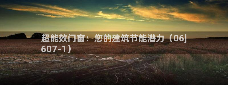 e尊国际娱乐官网地址：超能效门窗：您的建筑节能潜力（06j
607-1）