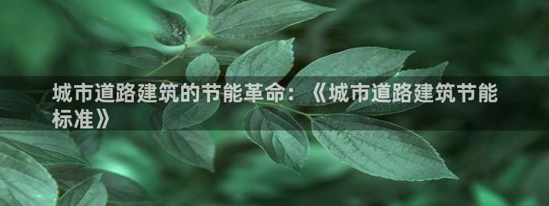 e尊国际官网：城市道路建筑的节能革命：《城市道路建筑节能
标准》