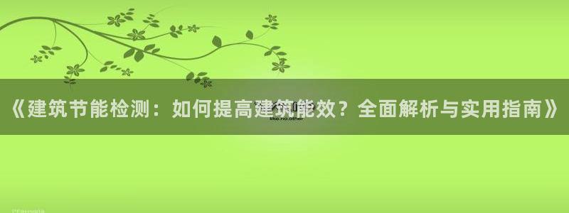 e尊国际客服：《建筑节能检测：如何提高建筑能效？全面解析与实用指南》