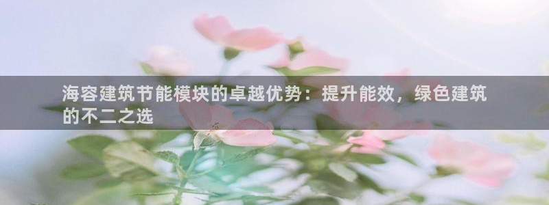 e尊国际7779：海容建筑节能模块的卓越优势：提升能效，绿色建筑
的不二之选