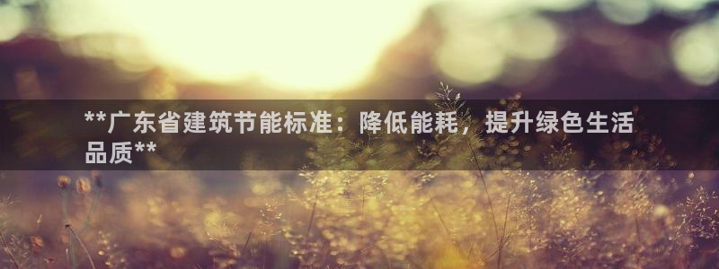 e尊国际的手机登录网站：**广东省建筑节能标准：降低能耗，提升绿色生活
品质**