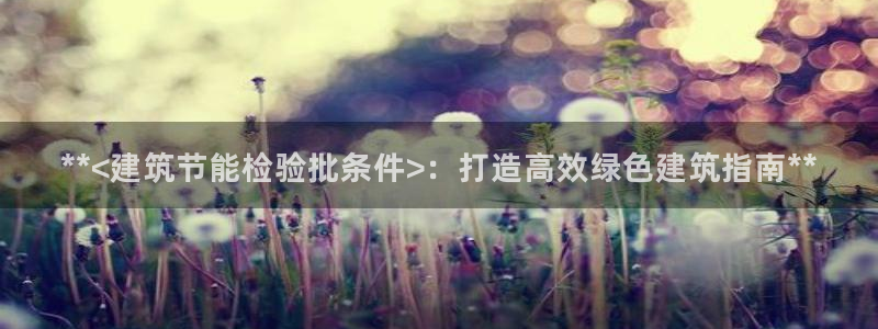 e尊平台：**<建筑节能检验批条件>：打造高效绿色建筑指南**